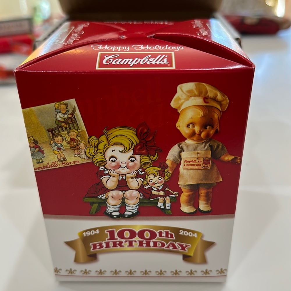 NIBVintage Campbells 100 Birthday 1904-2004 Glass Ornament Collector Edition